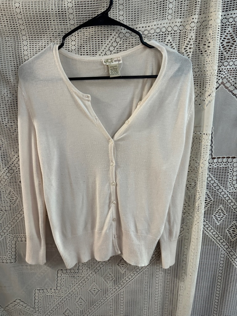 edge Ivory Lightweight Button-Front Cardigan